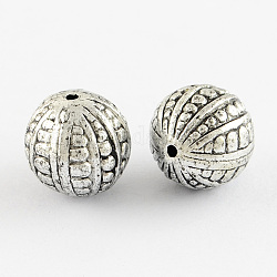 Round Antique Acrylic Beads, Antique Silver Plated, 9mm, Hole: 2mm