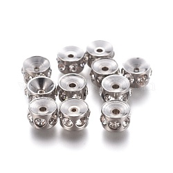 Perles de strass en 304 acier inoxydable, colonne, cristal, 6x4mm, Trou: 1.4mm
