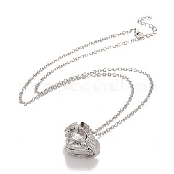 Collana con ciondolo a forma di cuore con foto in lega multi foto per le donne, platino, 25.95 pollice (66 cm), vassoio: 18x19mm