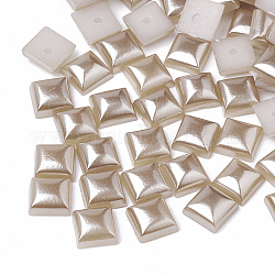 ABS Plastic Imitation Pearl Cabochons, Square, Tan, 6x6x3.5mm, about 5000pcs/bag