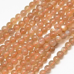 Natural Moonstone Beads Strands, Round, 5mm, Hole: 1mm, about 85pcs/strand, 15.7inch