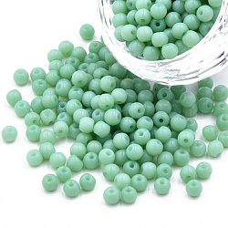 6/0 perle di semi di vetro imitazione giada, lustro, tinto, tondo, verde mare medio, 4x3mm, Foro: 1.2 mm, su 450 g / borsa