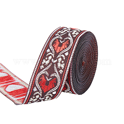 エスニック風刺繍ポリエステルリボン  ジャカードリボン  服飾材料  花柄  ココナッツブラウン  1-1/4インチ（33mm）  約7.66ヤード（7m）/ロール