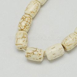Edelstein Perlen Stränge, synthetische Türkis, Kolumne, weiß, 14x10 mm, Bohrung: 1.5 mm