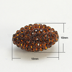 Polymer Clay Rhinestone Beads, Rice, Coconut Brown, 18x10mm, Hole: 1mm