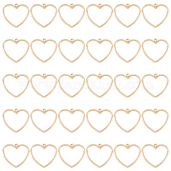Hobbiesay 30 Stück Messing Herz hohle Anhänger Charms echte 18 Karat vergoldete Halskette Ohrringe baumelnde Anhänger Herzrahmen Anhänger für DIY Schmuckherstellung Loch 1 mm