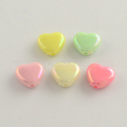 AB Color Plated Heart Acrylic Beads, Mixed Color, 11x12x5mm, Hole: 2mm, about 1100pcs/500g