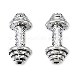 Tibetan Style Alloy Beads, Cadmium Free & Lead Free, Dumbbell, Antique Silver, 20x8.5mm, Hole: 1.6mm, about 410pcs/1000g