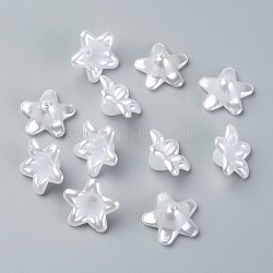 Perles acryliques, blanc, fleur, 12.5 mm de diamètre, Longueur 7mm, trou: 1 mm. 1000 pcs / sachet 