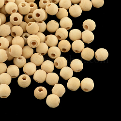 Round Unfinished Wood Beads, Natural Wooden Loose Beads Spacer Beads, Lead Free, Moccasin, 5mm, Hole: 2mm, about 12000pcs/500g