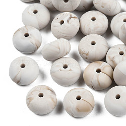 Perle di silicone ecologiche per uso alimentare, masticare perline per i denti, fare collane fai-da-te fai-da-te, rondelle, fumo bianco, 14x8mm, Foro: 3 mm