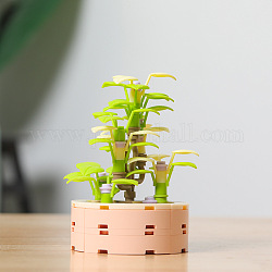 Plastic Succulent Flowers Plant Building Blocks DIY Toy Set, Succulents Bonsai Model, for Gift Home Decor, Yellow Green, 80x80x100mm