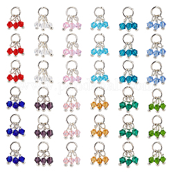 NBEADS 48 Pcs 12 colors Crystal Birthstone Beads Charms, Glass Gemstone Beads Pendant Crystal Charms Connectors for Jewelry Necklace Bracelet Earring Making