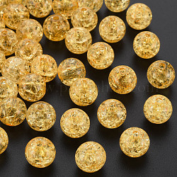 Perline di acrilico trasparente crackle, tondo, arancione, 12x11mm, Foro: 2 mm, su 566 pc / 500 g.
