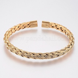 Bracelets manchettes bracelets jonc avec boule en 304 acier inoxydable, or, 55x60 mm (2-1/8 pouces x 2-3/8 pouces)