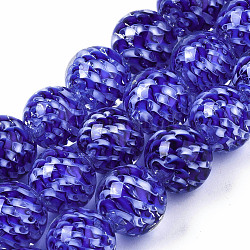 Hebras de perlas de murano hechas a mano transparentes, flor interna, redondo, azul, 11.5~12.5mm, agujero: 1.5 mm, aproximamente 45 pcs / cadena, 19.88 pulgada (50.5 cm)