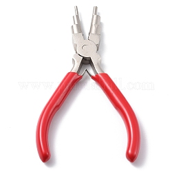 6-in-1 Bail Making Pliers, 45# Steel 6-Step Multi-Size Wire Looping Forming Pliers, for Loops and Jump Rings, Red, 14.5x9.7x1.35cm