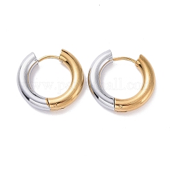 Двухцветные серьги-кольца из нержавеющей стали 304 для женщин, золотые и нержавеющая сталь цвет, 6 датчик, 19x20.5x4 мм, штифты : 1 мм