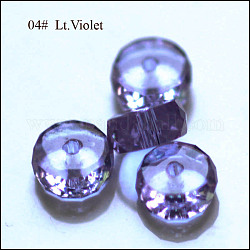 Imitazione branelli di cristallo austriaco, grado aaa, sfaccettato, rotondo e piatto, lilla, 8x3.5mm, Foro: 0.9~1 mm