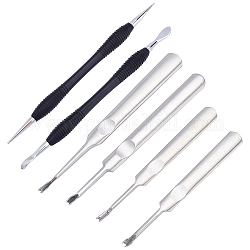 BENECREAT DIY Stainless Steel Leather Sewing Craft Tools, Including 1Pcs Ruler, 2Pcs Alloy Leathercraft Tools and 1Pcs Stitching Groover, Mixed Color, 174x19x0.5mm, 1pc
