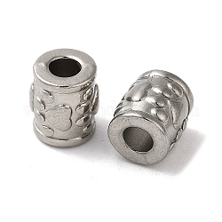 304 Stainless Steel Beads, Column with Heart, Stainless Steel Color, 10x9mm, Hole: 4mm