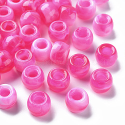 Acryl europäischen Perlen, Nachahmung Edelstein, Großloch perlen, Rondell, tief rosa, 9x6 mm, Bohrung: 4 mm, ca. 1790~1840 Stk. / 500 g