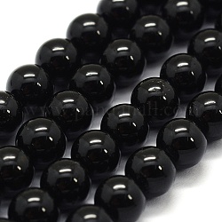 Chapelets de perles en tourmaline noire naturelle, Grade a, ronde, 4mm, Trou: 0.6mm, Environ 91 pcs/chapelet, 15.7 pouce (40 cm)