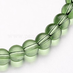 Glass Round Bead Strands, Light Green, 4mm, Hole: 1mm, about 75~80pcs/strand, 11 inch