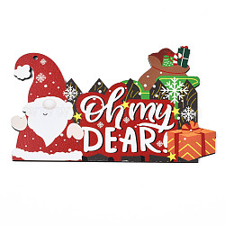 Adorno colgante de madera, letrero de puerta de navidad, tema de la Navidad, santa claus, rojo, 180x109x3.5mm, agujero: 3.5 mm