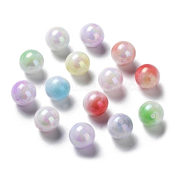 Perles acryliques opaques bicolores, ronde, couleur mixte, 10mm, Trou: 1.8mm, environ 1020 pcs/500 g