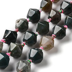 Chapelets de perles d'agate naturelle, teints et chauffée, facette, Toupie, noir, 14~15x16~16.5x13.5~15mm, Trou: 2.5mm, Environ 19 pcs/chapelet, 15.55'' (39.5 cm)