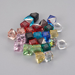 Vidrio sin perlas, facetados, cubo, sin perforar, color mezclado, 7.5x8.5x8.5 mm, longitud del lado: 6 mm