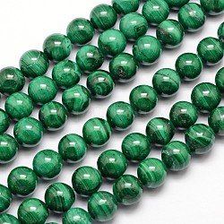 Brins de perles naturelles de malachite, ronde, 6mm, Trou: 1mm, Environ 66 pcs/chapelet, 15.7 pouce