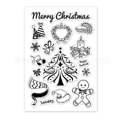 Tampons en plastique PVC, pour scrapbooking diy, album photo décoratif, fabrication de cartes, feuilles de timbres, Motif à thème de Noël, 16x11x0.3 cm