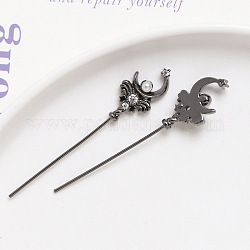 Brass Pave Clear Cubic Zirconia Magic Wand Head Pins, with Pearl, for Baroque Pearl Making, Gunmetal, 51x11mm