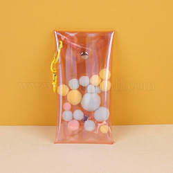 Porte-clés de sac de poupée de dessin animé de boîte aveugle en pvc transparent, avec les accessoires en alliage, rectangle, corail lumière, 14x7 cm