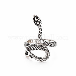 Сплав манжеты кольца пальцев, широкая полоса кольца, змея, античное серебро, размер США 9 3/4 (19.5 мм)