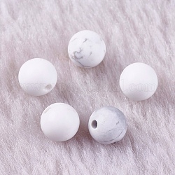 Perle di Howlite naturale, mezzo forato, tondo, 6mm, Foro: 1 mm
