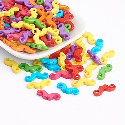 Opaque Acrylic Beads, Mustache, Mixed Color, 8x20x4mm, Hole: 2mm, about 1720pcs/500g