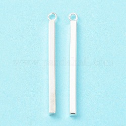 304 Stainless Steel Pendants, Bar Charm, Silver, 33x2x2mm, Hole: 1.6mm