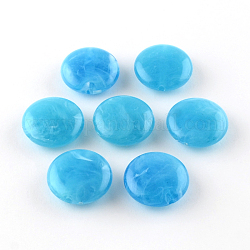 Flachen, runden Edelstein-Imitation Acrylperlen, Deep-Sky-blau, 22x8.5 mm, Bohrung: 2 mm, ca. 190 Stk. / 500 g