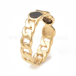 Плоское круглое кольцо на палец из искусственной смолы, настоящее 14-каратное позолоченное 304 полое кольцо из нержавеющей стали для женщин, чёрные, размер США 6 (16.5 мм)