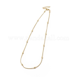 Collar de cadena satélite de latón chapado en rack para mujer, sin plomo y el cadmio, real 18k chapado en oro, 18.90 pulgada (48 cm)