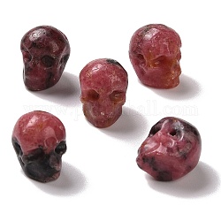 Natur Rhodonit Perlen, Halloween-Schädel, 11~11.5x8.5~9x11~11.5 mm, Bohrung: 0.9~1 mm