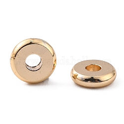 Perle distanziali in ottone ecologiche, placcato di lunga durata, disco,  cadmio& piombo libero, oro, 6x2mm, Foro: 2 mm