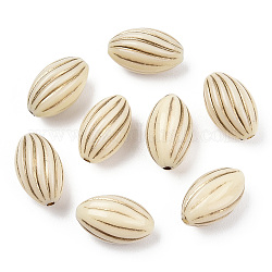 Oval Plating Acrylic Beads, Golden Metal Enlaced, Beige, 14.5x9mm, Hole: 1.5mm, about 757pcs/500g