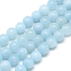 Natürliche Aquamarin Perlen Stränge, Runde, 6x6 mm, Bohrung: 1 mm, ca. 62 Stk. / Strang, 15.5 Zoll