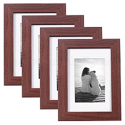 Solid Wood Photo Frames, Glass Display Pictures, for Tabletop Display Photo Frame, Rectangle, Coconut Brown, 18x13x1.55cm, Inner Size: 14x9cm