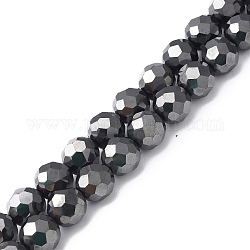 Chapelets de perles hématite synthétique sans magnétique, facette, ronde, hématite plaqué, 10mm, Trou: 1.2mm, Environ 41 pcs/chapelet, 16.22 pouce (41.2 cm)