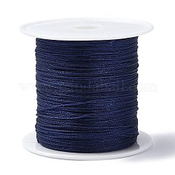 Cordon de noeud chinois en nylon, cordon de bijoux en nylon pour la fabrication de bijoux, bleu minuit, 0.4mm, environ 28~30 m / bibone 